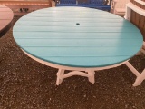 BLUE AND WHITE ROUND POLY TABLE
