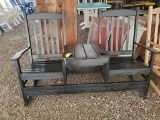 BLACK WOODEN DOUBLE ADIRONDACK WITH CUP HOLDERS