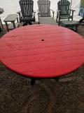 RED POLY ROUND DINING TABLE