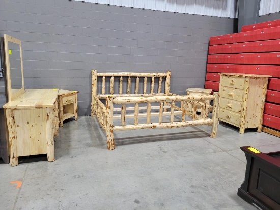 6 Pc. King Natural Log Bedroom Set