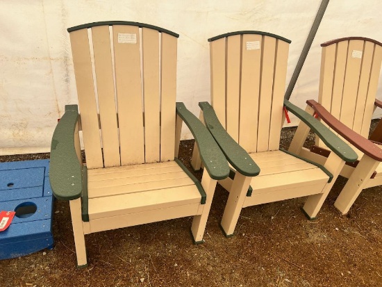 Poly 2 Tone Green/Cream Adirondack Chair