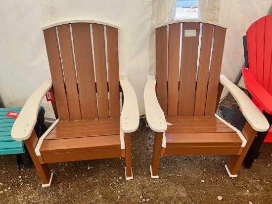 Poly 2 Tone Brown/White Adirondack Chair