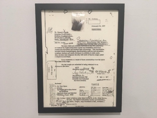 Framed COPY of a Genuine FBI Letter Relating to Bigfoot Hair