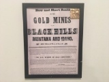 1865 Black Hills Gold Mine Notice COPY and a Bag of Fools Gold Under Glass