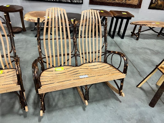 HICKORY/RED OAK DOUBLE RUSTIC ROCKER 44 X 31 X 41IN