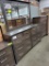 BROWN MAPLE DRESSER W/MIRROR 10 DRAWER 70.5X18.5X39IN (LARGE CHIP FROM BACK LEFT LEG)