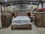 5 PC RUSTIC HICKORY W/SAWMARKS QUEEN BEDROOM SET SHADOW