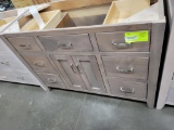 BROWN MAPLE VANITY 6 DRAWER, 2 DOOR DRIFTWOOD 48X21X34.5IN