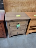 RUSTIC HICKORY NIGHT STAND W/OUTLET 3 DRAWER CAPPUCCINO 24X18X28IN