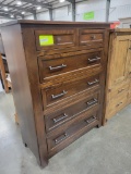 BROWN MAPLE CHEST OF DRAWERS 6 DRAWER 41X18.5X53IN