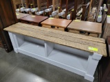 TWO TONE RUSTIC HALL BENCH WHITE 76.5X17.5X25IN