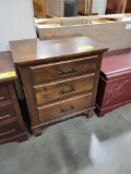 BROWN MAPLE NIGHT STAND 3 DRAWER 27.5X19X31.5IN