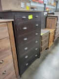 TWO TONE OAK CHEST OF DRAWERS 6 DRAWER 37X19X57IN