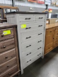 TWO TONE BROWN MAPLE CHEST OF DRAWERS 7 DRAWER 39X19X59IN