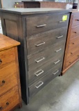 BROWN MAPLE CHEST OF DRAWERS 5 DRAWER 37X19X50IN