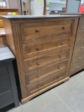 BROWN MAPLE CHEST OF DRAWERS 5 DRAWER 41X19X49IN