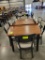 DINING TABLE W/ 1 LEAF, 6 UPHOLSTERED SIDE CHAIRS 67X42IN