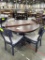 ROUND DINING TABLE W/ 1 LEAF, 4 UPHOLSTERED SIDE CHAIRS, 48IN ROUND