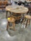 RECLAIMED BARREL BAR TABLE W/ 4 STOOLS 48 IN ROUND