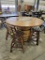 HICKORY BAR TABLE W/ 4 BAR STOOLS ALMOND STAIN 56 IN ROUND