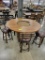 BARREL PUB TABLE W/ 5 PROVINCIAL STOOLS ALMOND 56IN ROUND