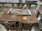 BROWN MAPLE DINING TABLE W/ 4 SIDE CHAIRS, 2 LEAVES AGED CENTENNIAL 54X36IN