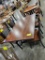 TIGER MAPLE SOLID DINING TABLE W/ 4 SIDE CHAIRS, METAL BASE OCS117 60X42IN