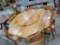 RUSTIC HICKORY OCTAGON TABLE W/ 6 SIDE CHAIRS, LAZY SUSAN CENTER 60X60IN