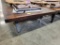 SOLID TOP DINING TABLE ONLY W/ METAL BASE, 2 LEAVES 44X84IN