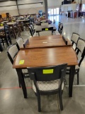 DINING TABLE W/ 1 LEAF, 6 UPHOLSTERED SIDE CHAIRS 67X42IN