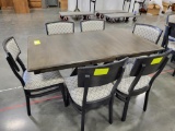 DINING TABLE W/ 6 UPHOLSTERED SIDE CHAIRS 59X36IN