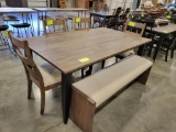 DINING TABLE W/ 4 SIDE TABLES & BENCH 72 X 42