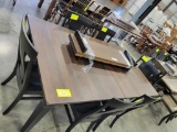 DINING TABLE W/ 2 LEAVES , 6 SIDE CHAIRS 72 X 42