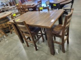 RECLAIMED BAR TABLE W/ 4 BAR CHAIRS UNMIXED LO- 36X 54