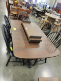 2 TONED DINING TABLE W/ 2 LEAVES & 4 SIDE CHAIRS 72 X 42