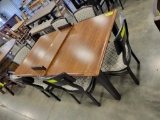 DINING TABLE W/ 1 LEAF, 6 UPHOLSTERED SIDE CHAIRS 72 X 42