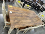 RECLAIMED BARN WOOD TABLE W/ 4 SIDE CHAIRS & 2 ARM CLEAR & DISTRESSED PEARL 42 X 72