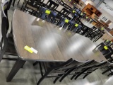 MAPLE DINING TABLE W/ 4 LEAVES, 8 SIDE CHAIRS SHADOW/ONYX 60X44