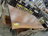 WALNUT/MAPLE LIVE EDGE DINING TABLE W/ METAL BASE, 8 SIDE CHAIRS SEELY/NATURE GRAY 90X46