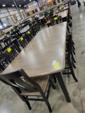 ELM/MAPLE DINING TABLE W/ 8 SIDE CHAIRS, 4 LEAVES NATURE GRAY/ONYX 60X44IN