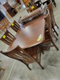 QSWO DINING TABLE W/ 6 SIDE CHAIRS, 4 LEAVES ASBURY 72X44IN