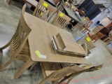 RUSTIC QSWO TABLE W/ 6 SIDE CHAIRS, 2 LEAVES GRAY/BROWN 60X42IN