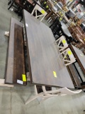 BROWN MAPLE SOLID TOP TABLE W/ 2 ARM, 2 SIDE CHAIRS, 1 BENCH LIMED OAK/COCOA 84X44IN