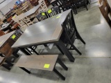 CHERRY DINING SET W/ 4 SIDE CHAIRS, 1 BENCH BLACK/GRAY 60X36IN