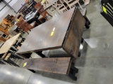 PINE DROP LEAF DINING TABLE W/ 2 BENCHES BROWN 70X40IN