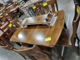 DINING TABLE W/ 6 SIDE CHAIRS, 2 LEAVES 59X41IN