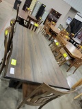 BROWN MAPLE LIVE EDGE DINING TABLE W/ 6 SIDE CHAIRS STOCTON 44X84IN