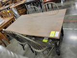TIGER MAPLE KITCHEN TABLE W/ CABO GRAY/BLACK 4 CHIPPY PAINTED SIDE CHAIRS 60X36IN
