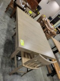 BROWN MAPLE PUB TABLE W/ 2 SIDE CHAIRS MOREL GRAY 42X60X36IN