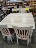 BROWN MAPLE SOLID TABLE W/ 4 SIDE CHAIRS OCS 131 48X48IN
